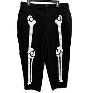 ModCloth x Black Friday Plus 18 White Skeleton Cargo Carpenter Jeans EUC Goth